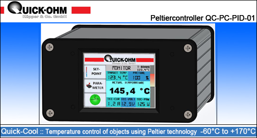 Peltier-Controller QC-PC-PID-01: Temperature control of objects using peltier technology